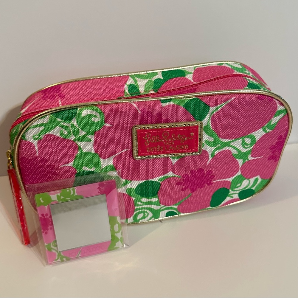 ❌SOLD❌Lilly Pulitzer For Estée Lauder Pink Floral Make Up Bag-Travel Case NEW - Picture 5 of 11